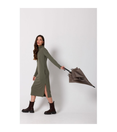 B274 Dress with half turtleneck - khaki