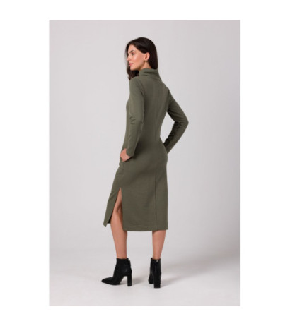 B274 Dress with half turtleneck - khaki