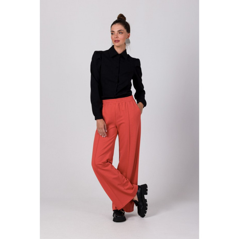 B275 Pants with stitching on the legs - brick-red