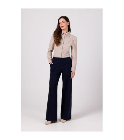 B275 Pants with stitching on the legs - navy blue