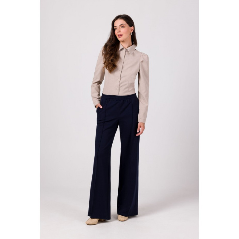 B275 Pants with stitching on the legs - navy blue