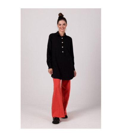 B276 Shirt tunic with collar - black