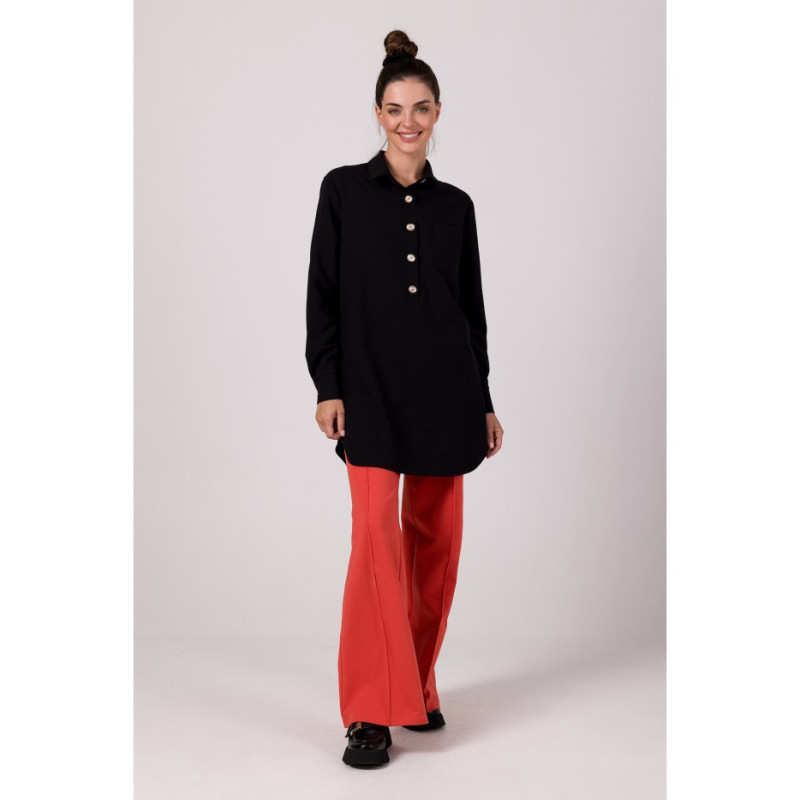 B276 Shirt tunic with collar - black