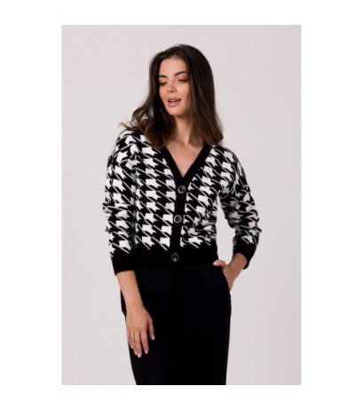 BK104 Short peplite pattern cardigan - black