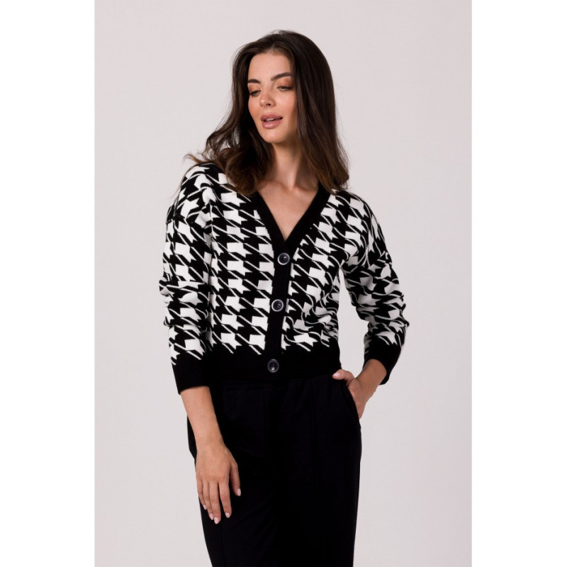 BK104 Short peplite pattern cardigan - black