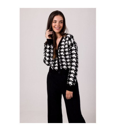 BK104 Short peplite pattern cardigan - black