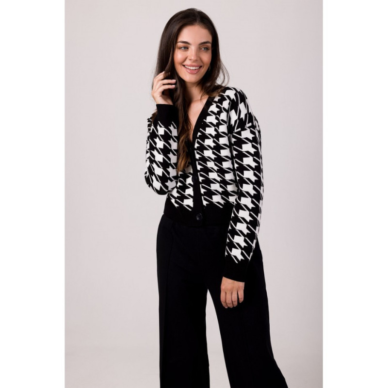 BK104 Short peplite pattern cardigan - black