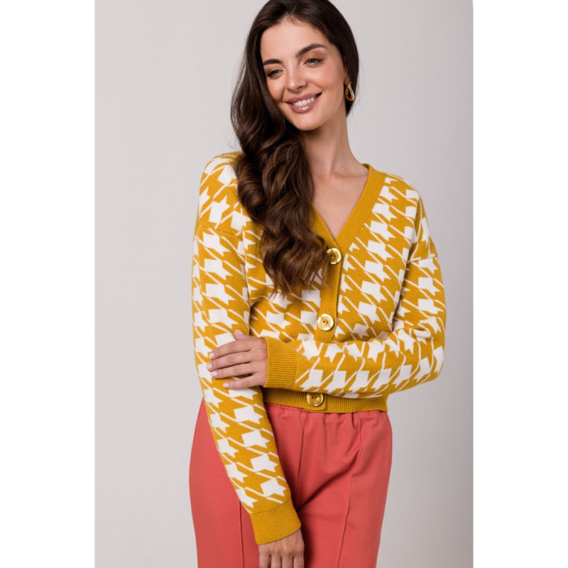 BK104 Short peplite pattern cardigan - honey