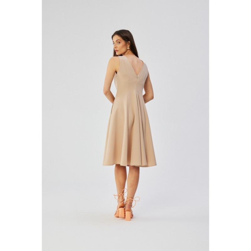 S358 Sleeveless flared dress - beige