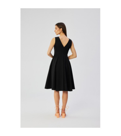 S358 Sleeveless flared dress - black