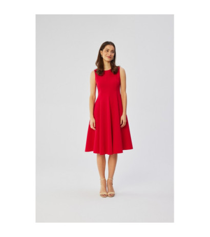 S358 Sleeveless flared dress - red