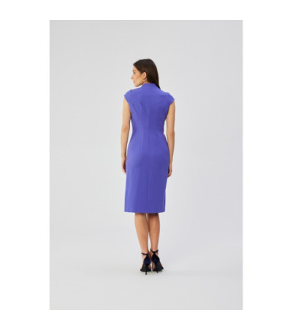 S359 Pencil dress with double neckline - purple