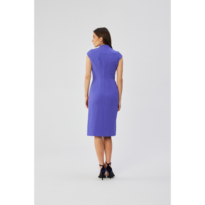 S359 Pencil dress with double neckline - purple