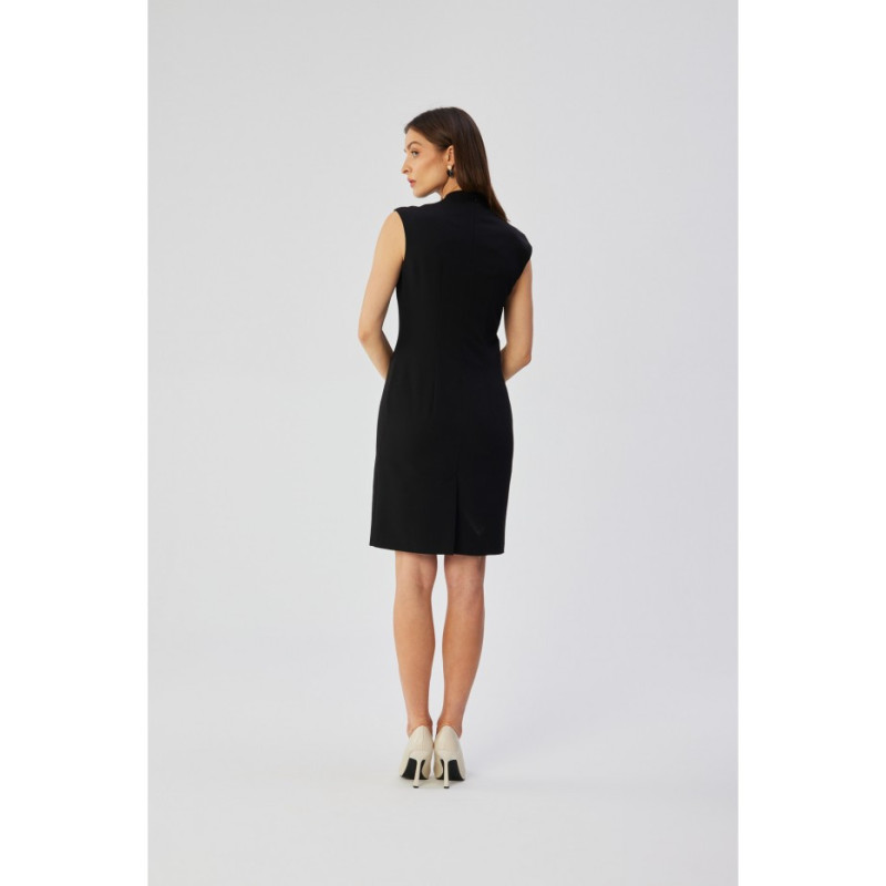 S360 Dress with fine overlap neckline - black