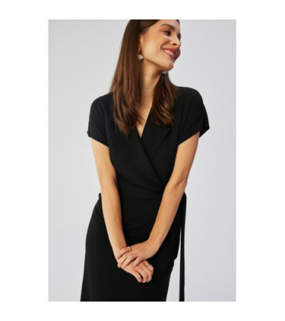 S363 Midi dress with collar - black