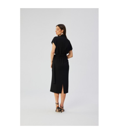 S363 Midi dress with collar - black