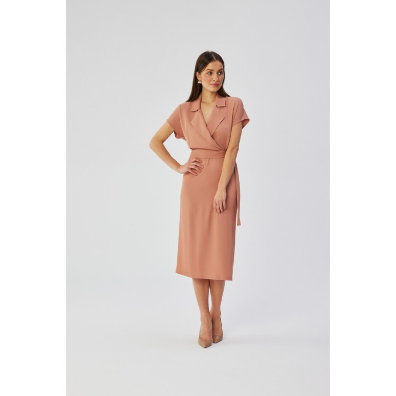 S363 Midi dress with collar - rose