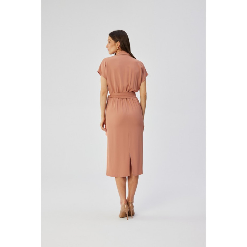 S363 Midi dress with collar - rose