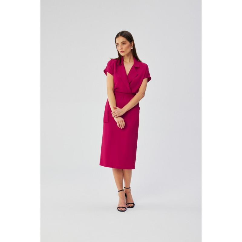 S363 Midi dress with collar - plum