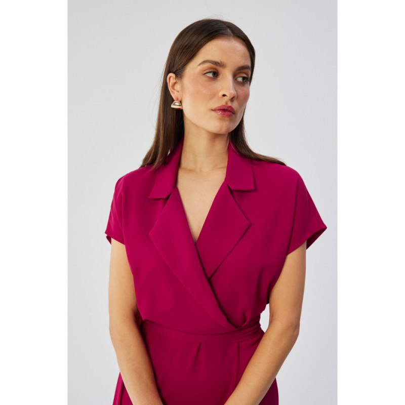 S363 Midi dress with collar - plum