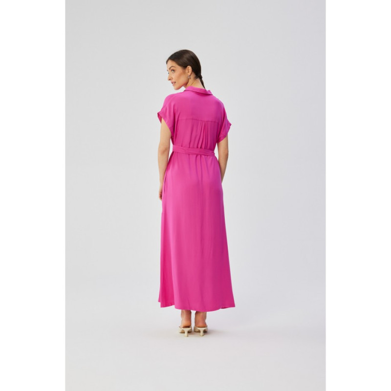 S364 Short-sleeved maxi spread dress - lilac