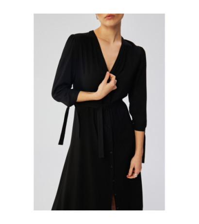 S365 Midi dress with tied cuffs - black