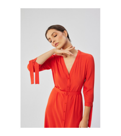 S365 Midi dress with tied cuffs - coral