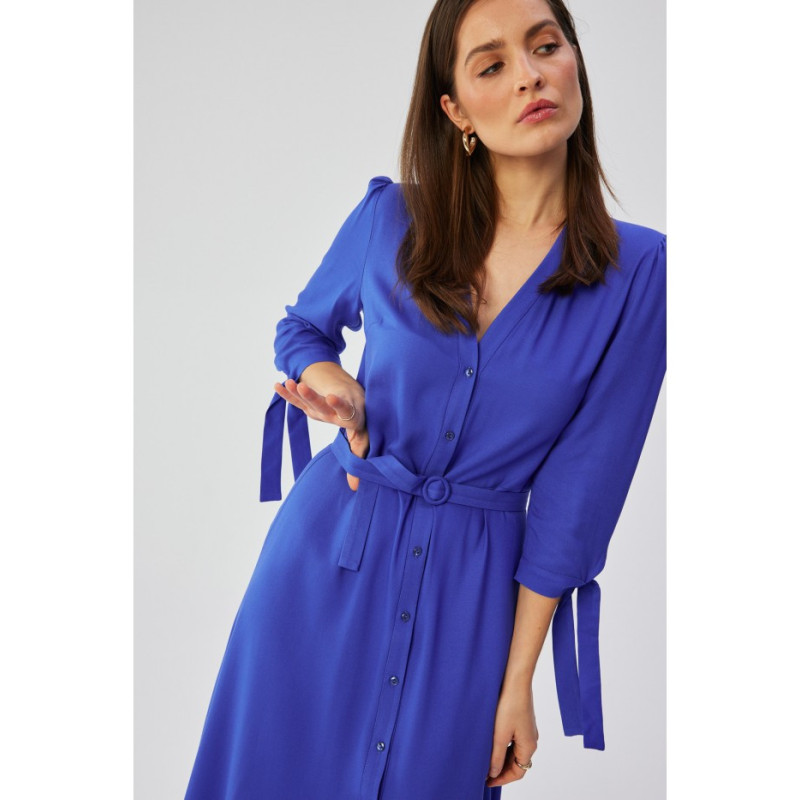 S365 Midi dress with tied cuffs - blue