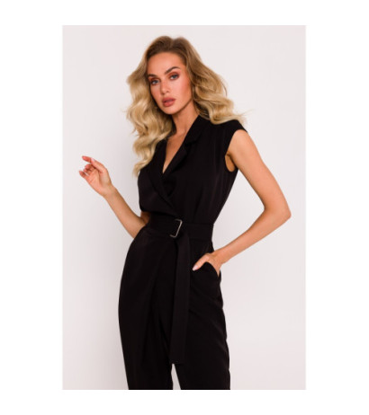 M780 Jumpsuit ar dekoratīvu kāju - melns