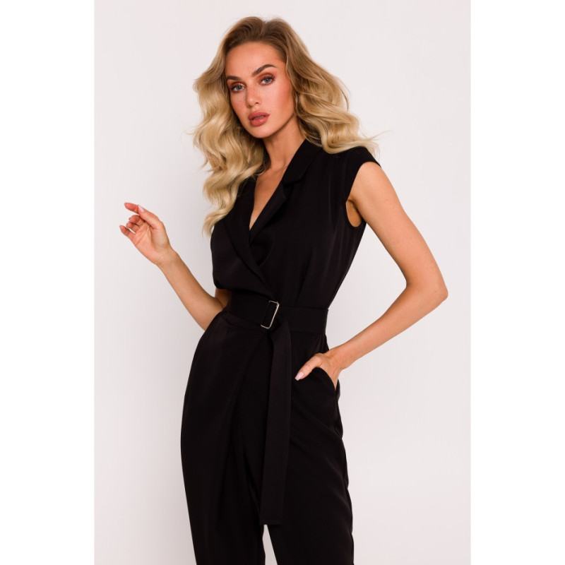 M780 Jumpsuit ar dekoratīvu kāju - melns