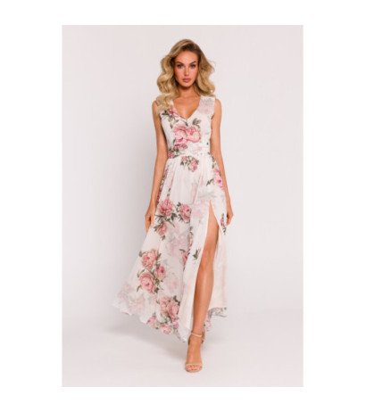 M781 Chiffon maxi dress with high slit - model 2