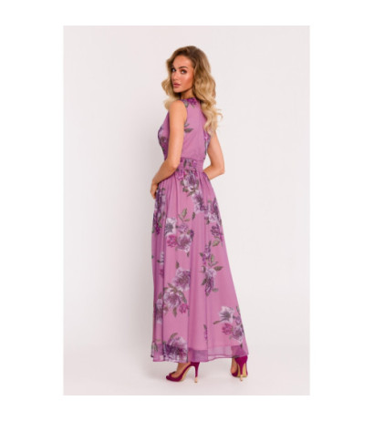 M781 Chiffon maxi dress with high slit - model 3