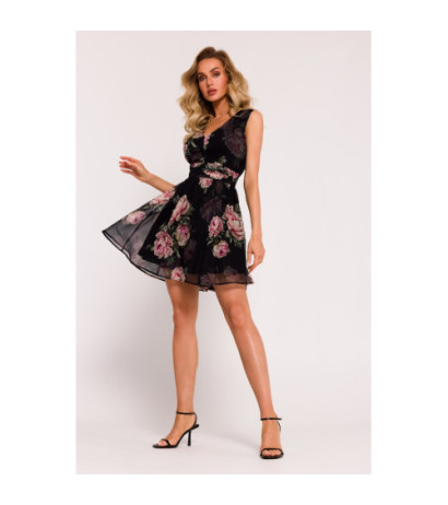 M782 Mini chiffon dress with neckline - model 1