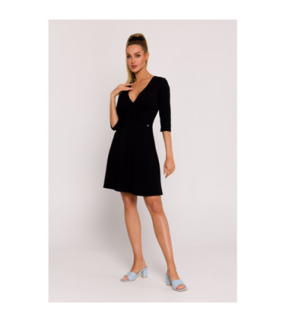 M786 Dress with overlap top - black