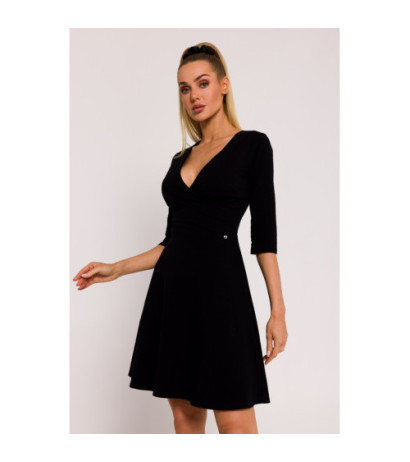 M786 Dress with overlap top - black