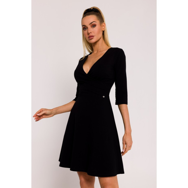 M786 Dress with overlap top - black