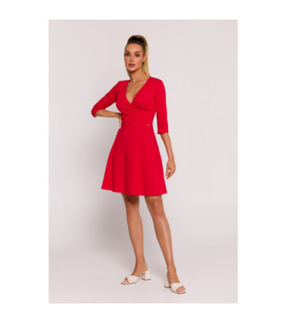 M786 Dress with overlap top - red