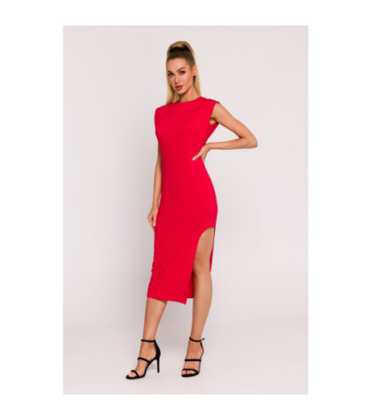 M787 Dress with leg cutout - red