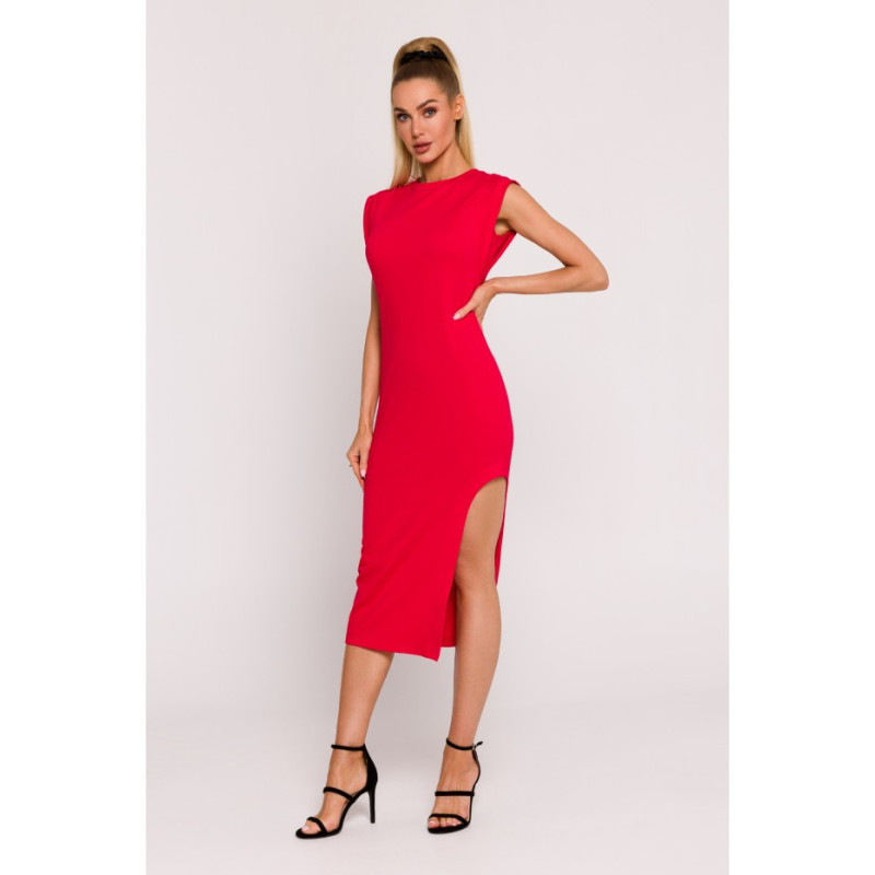 M787 Dress with leg cutout - red