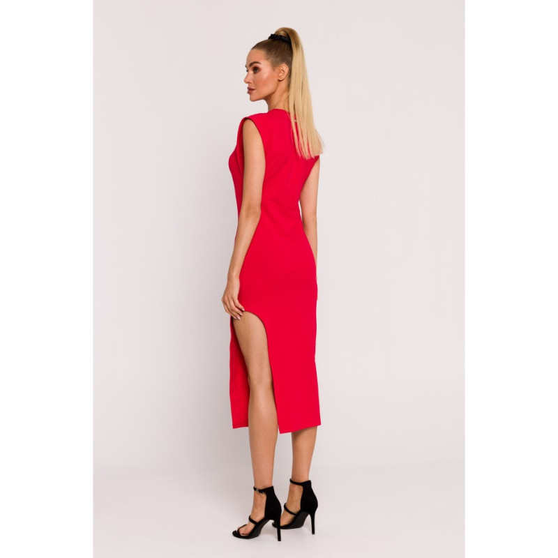 M787 Dress with leg cutout - red