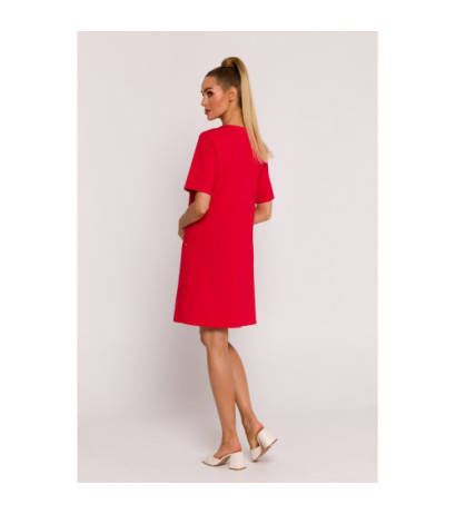 M788 Trapeze dress with pockets - red