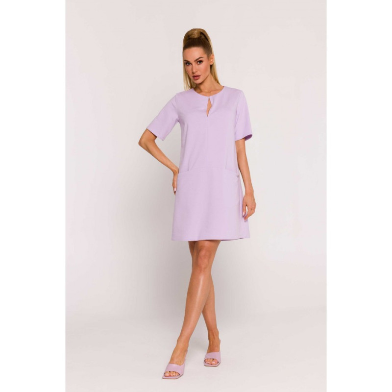 M788 Trapeze dress with pockets - violet