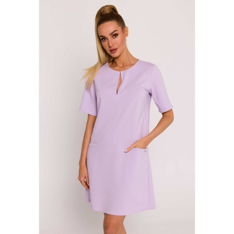 M788 Trapeze dress with pockets - violet