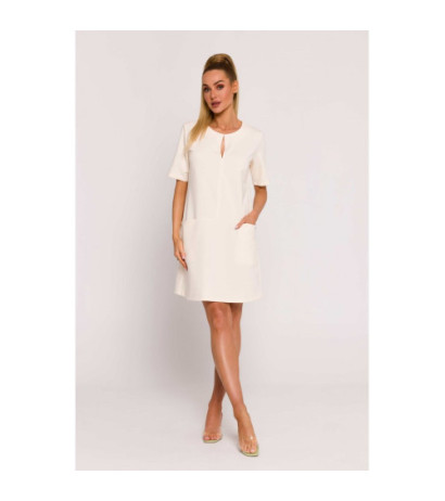 M788 Trapeze dress with pockets - cream