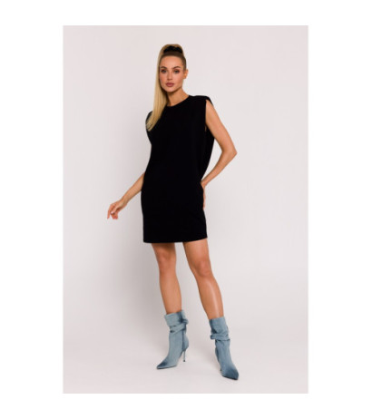 M789 Mini dress with shoulder pads - black