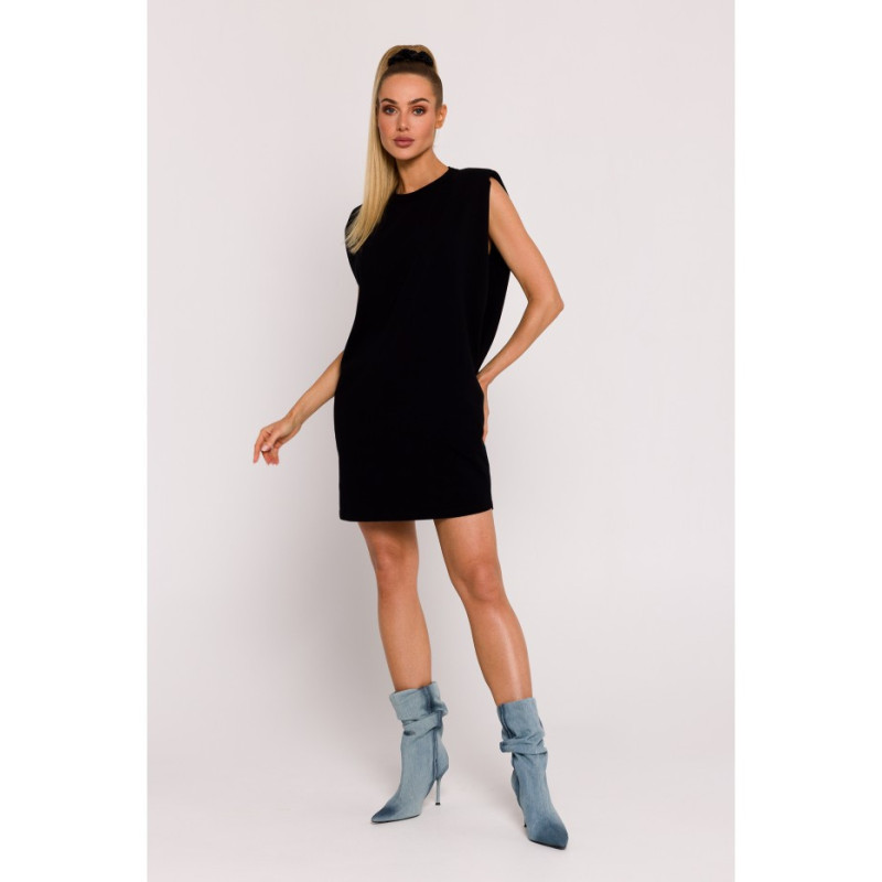 M789 Mini dress with shoulder pads - black