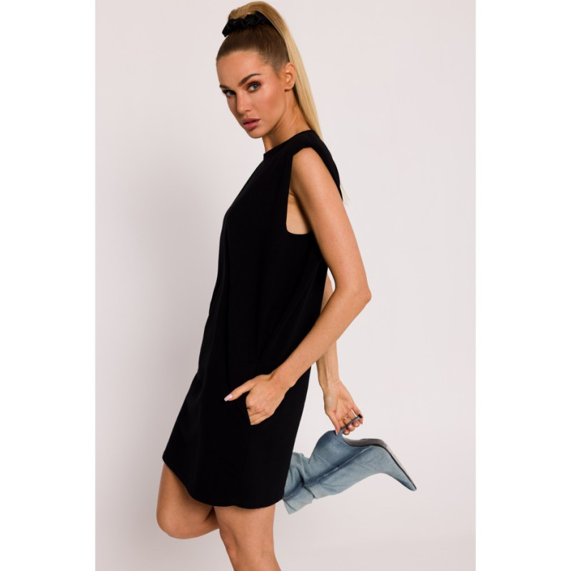 M789 Mini dress with shoulder pads - black