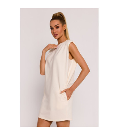 M789 Mini dress with shoulder pads - cream