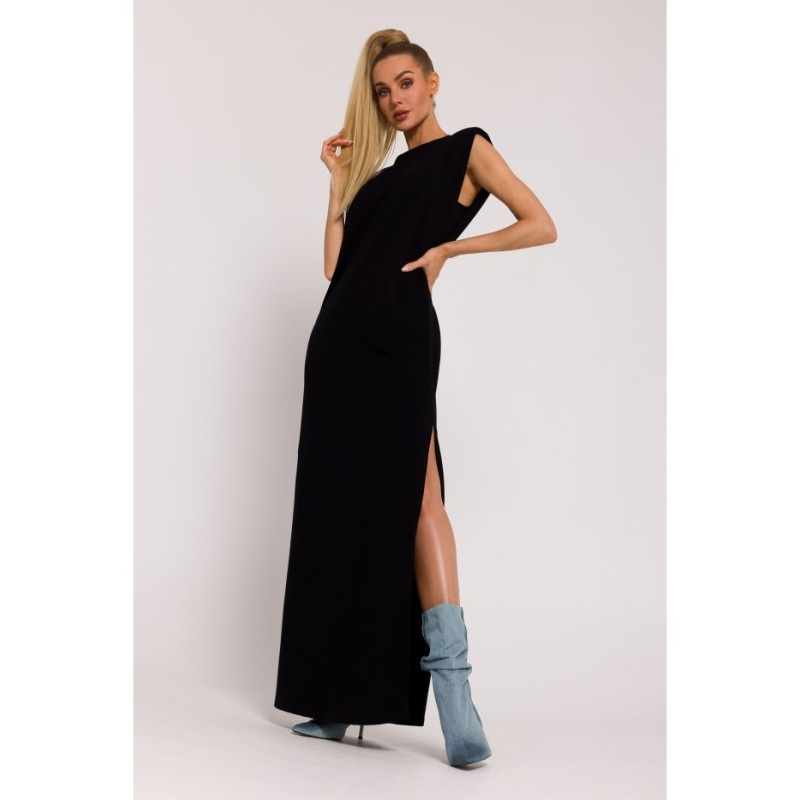 M790 Maxi dress with shoulder pads - black