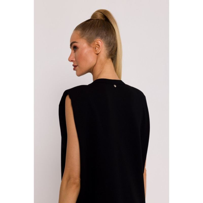 M790 Maxi dress with shoulder pads - black